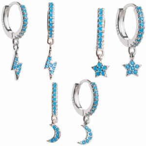 PENDIENTES ARO PLATA ABALORIO ESTRELLA AZUL