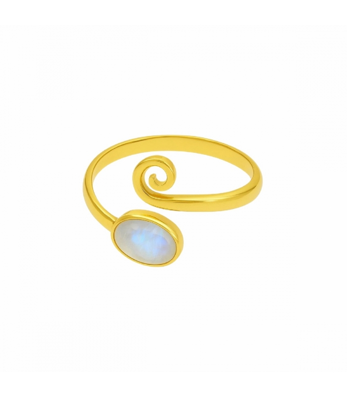 ANILLO AJUSTABLE DE PIEDRA NATURAL BAÑO ORO 18k - Imagen 3