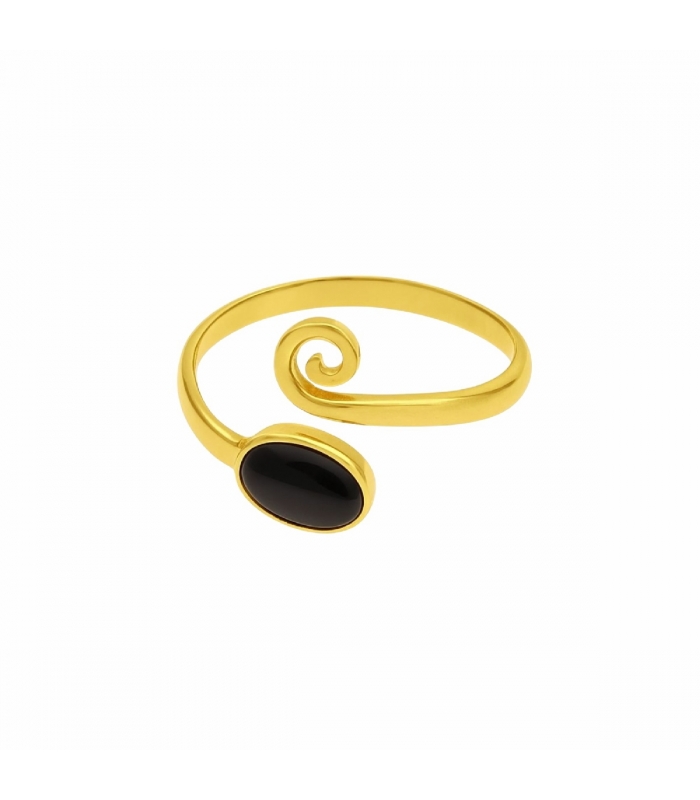 ANILLO AJUSTABLE DE PIEDRA NATURAL BAÑO ORO 18k - Imagen 2
