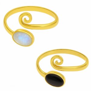 ANILLO AJUSTABLE DE PIEDRA NATURAL BAÑO ORO 18k